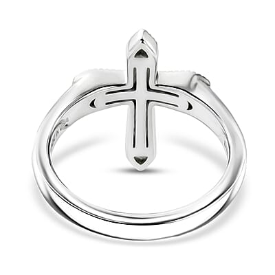 D'Joy Moissanite 0.20 ctw Ring in Rhodium Over Sterling Silver (Size 8.0)