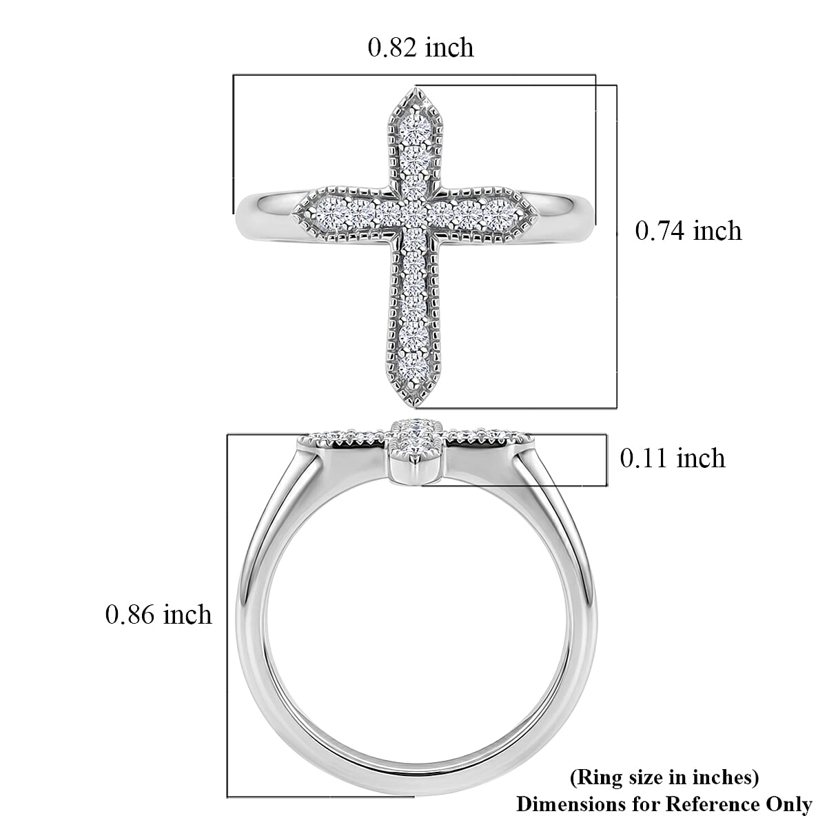 D'Joy Moissanite 0.20 ctw Ring in Rhodium Over Sterling Silver (Size 8.0)