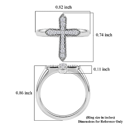 D'Joy Moissanite 0.20 ctw Ring in Rhodium Over Sterling Silver (Size 8.0)