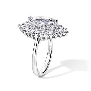 D'Joy Moissanite 3.10 ctw Ring in Rhodium Over Sterling Silver (Size 6.0)