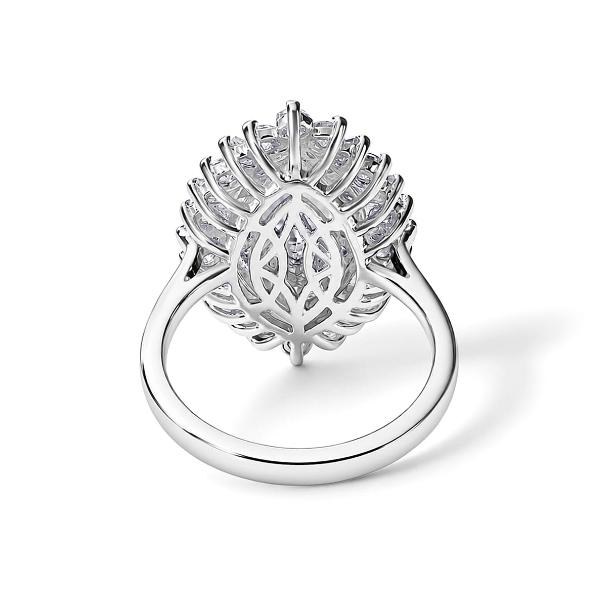 D'Joy Moissanite 3.10 ctw Ring in Rhodium Over Sterling Silver (Size 6.0) image number 4