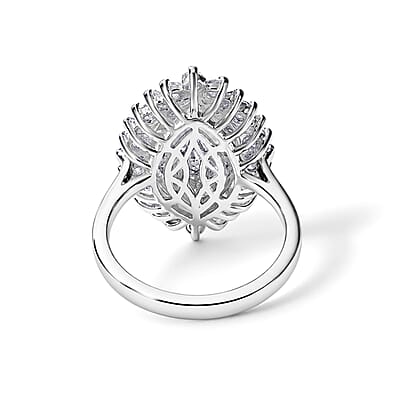 D'Joy Moissanite 3.10 ctw Ring in Rhodium Over Sterling Silver (Size 6.0)