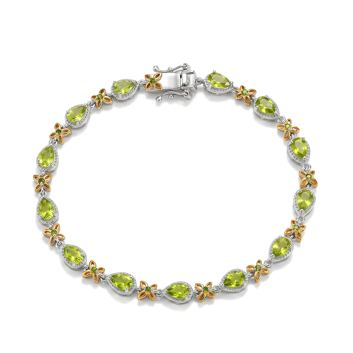 EverTrue Hebei Peridot 10.80 ctw Bracelet in Platinum Bond (7.25 In)