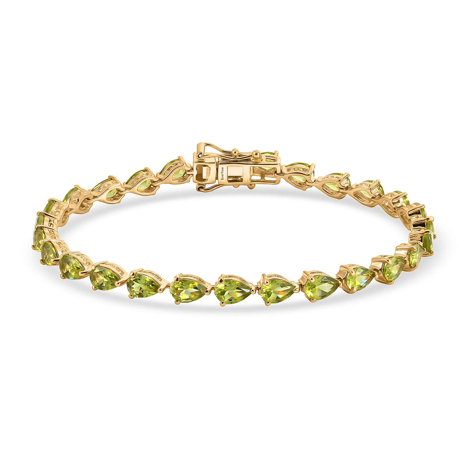 EverTrue Hebei Peridot 10.80 ctw Bracelet in 18K YG Plated (7.25 In)