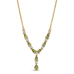 EverTrue Hebei Peridot and White Zircon 2.85 ctw Sunshine Garden Necklace in 18K YG Plated and Stainless Steel 18-20 Inches (Ships in 8-10 Days)
