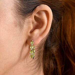EverTrue Hebei Peridot 6.10 ctw Sunshine Garden Hoop Earrings in Platinum Bond (Ships in 8-10 Days)