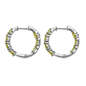 EverTrue Hebei Peridot 6.10 ctw Sunshine Garden Hoop Earrings in Platinum Bond (Ships in 8-10 Days)