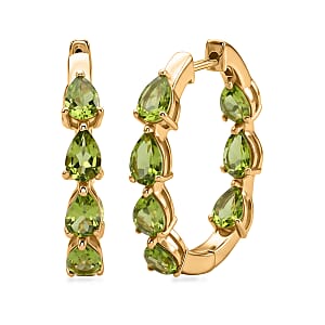 EverTrue Hebei Peridot 6.10 ctw Sunshine Garden Hoop Earrings in 18K YG Plated (Ships in 8-10 Days)