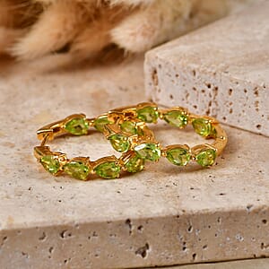 EverTrue Hebei Peridot 6.10 ctw Sunshine Garden Hoop Earrings in 18K YG Plated (Ships in 8-10 Days)