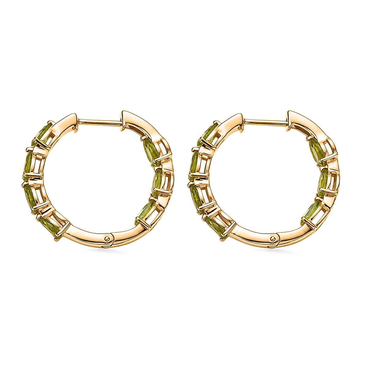 EverTrue Hebei Peridot 6.10 ctw Sunshine Garden Hoop Earrings in 18K YG Plated (Ships in 8-10 Days) image number 3
