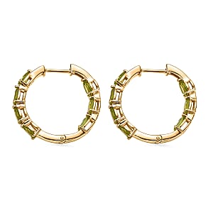 EverTrue Hebei Peridot 6.10 ctw Sunshine Garden Hoop Earrings in 18K YG Plated (Ships in 8-10 Days)