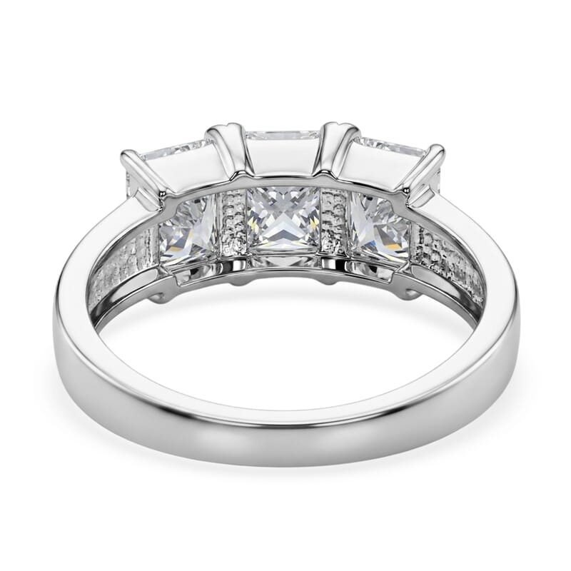 EverTrue Simulated Diamond 3 Stone Ring in Stainless Steel (Size 10.0)
