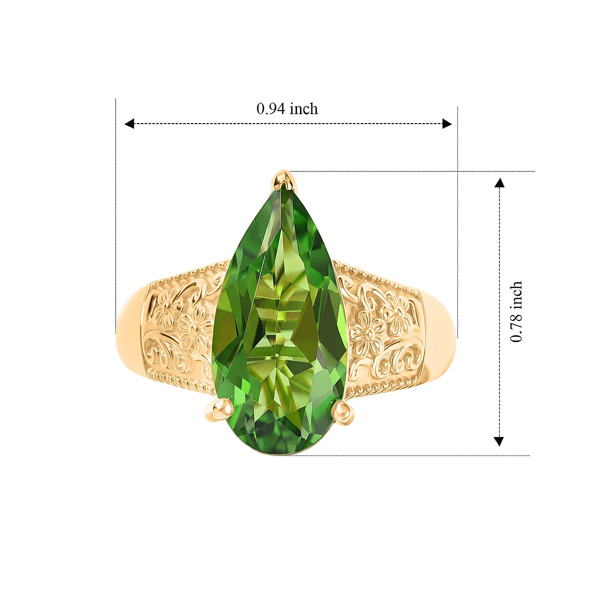 EverTrue Chartreuse Quartz (Triplet) 6.30 ctw Garden Majesty Ring in 18K YG Plated (Size 10.0) image number 5