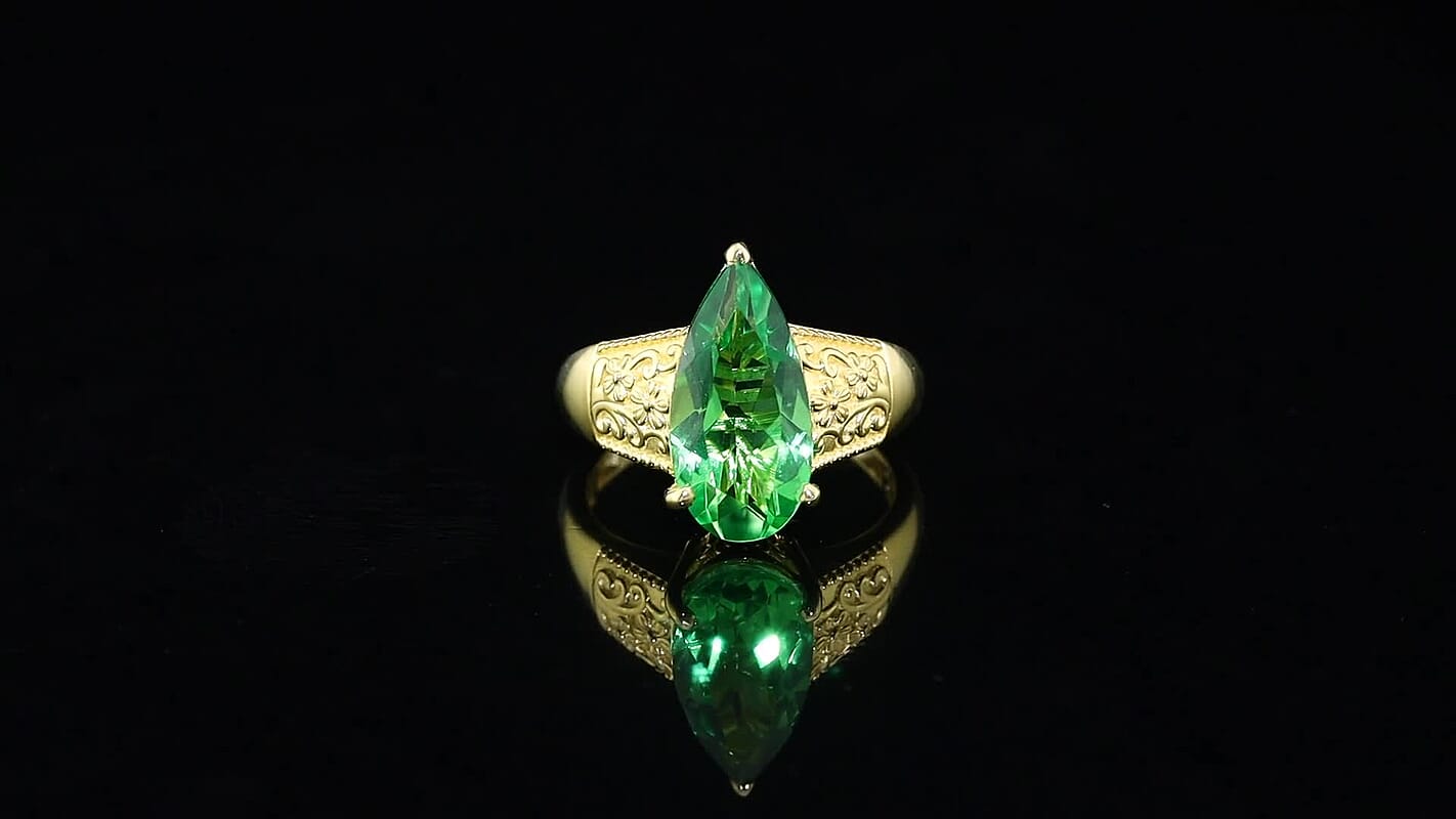 EverTrue Chartreuse Quartz Garden Majesty Ring in 18K YG Plated (Size 10.0) 6.30 ctw