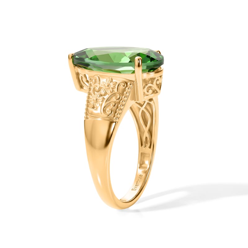 EverTrue Chartreuse Quartz (Triplet) 6.30 ctw Garden Majesty Ring in 18K YG Plated (Size 6.0)