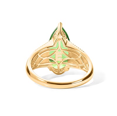 EverTrue Chartreuse Quartz (Triplet) 6.30 ctw Garden Majesty Ring in 18K YG Plated (Size 6.0)