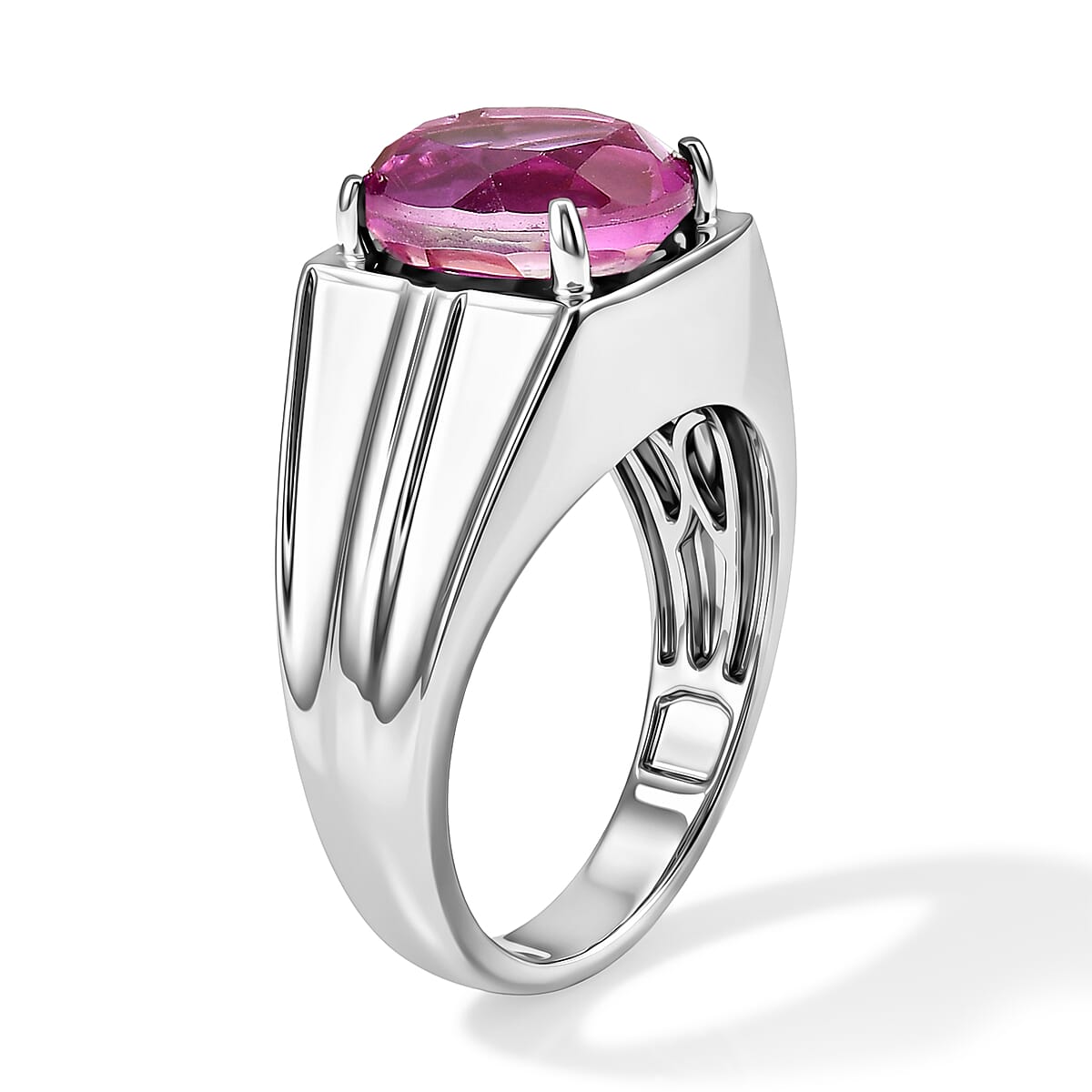 EverTrue Radiant Orchid Quartz (Triplet) 5.00 ctw Men's Ring in Platinum Bond (Size 13.0) image number 3