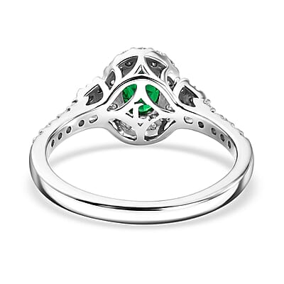 Certified & Appraised Premium Tsavorite Garnet and Luxuriant Lab Grown Diamond G-H SI 1.25 ctw Ring in Rhodium Over Sterling Silver (Size 6.0)