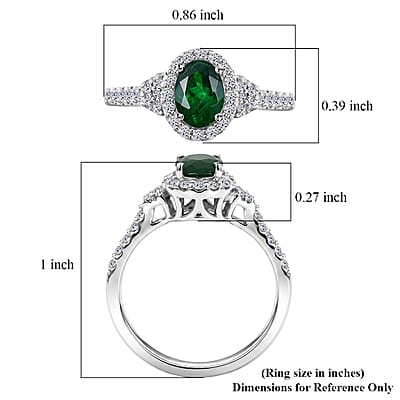 Certified & Appraised Premium Tsavorite Garnet and Luxuriant Lab Grown Diamond G-H SI 1.25 ctw Ring in Rhodium Over Sterling Silver (Size 6.0)