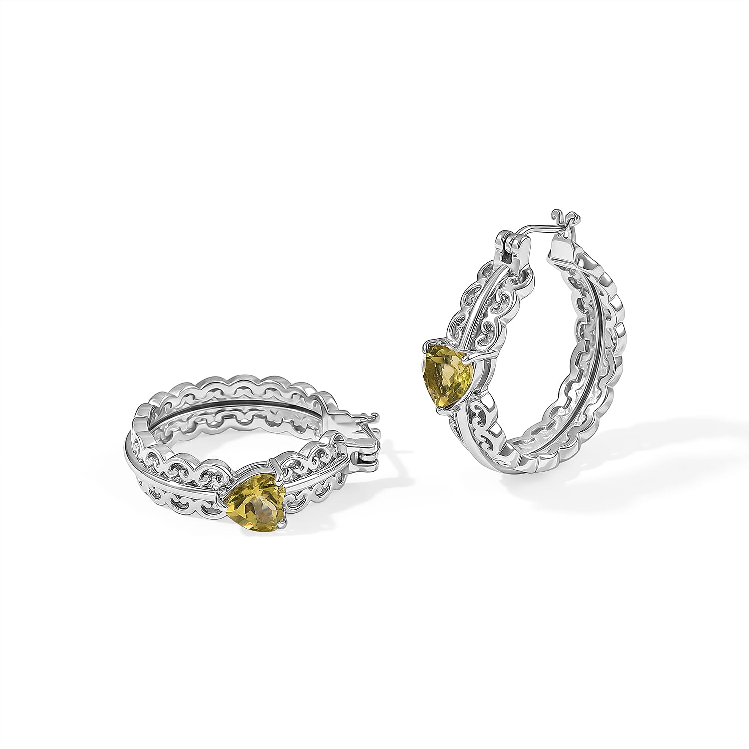 EverTrue Green Gold Quartz 3.30 ctw Earrings in Stainless Steel