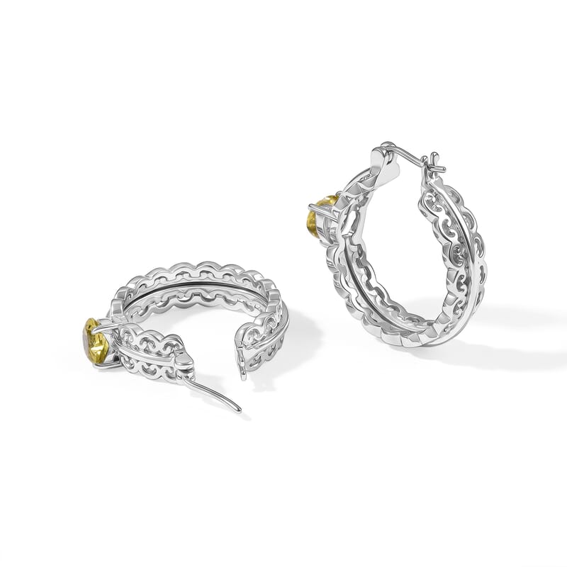 EverTrue Green Gold Quartz 3.30 ctw Earrings in Stainless Steel