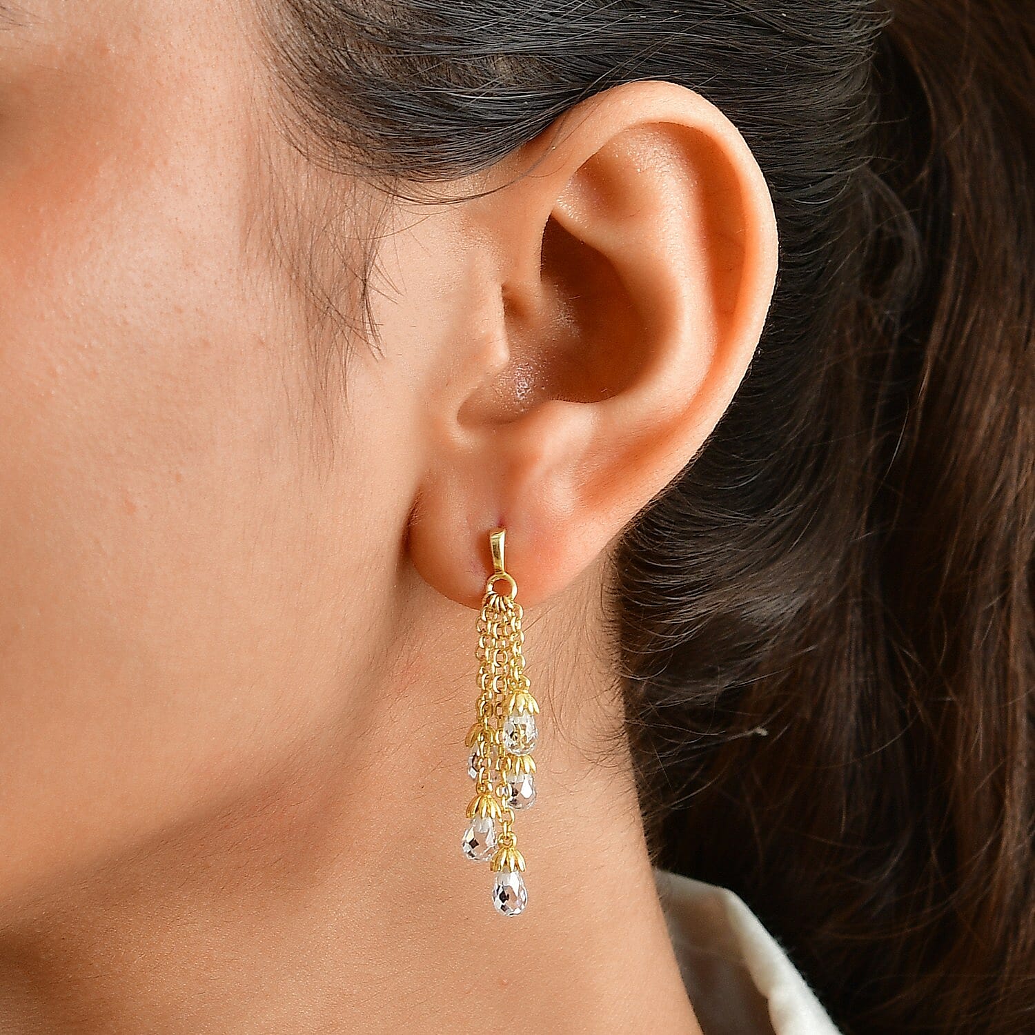 EverTrue Simulated Diamond Earrings in 18K YG Plated