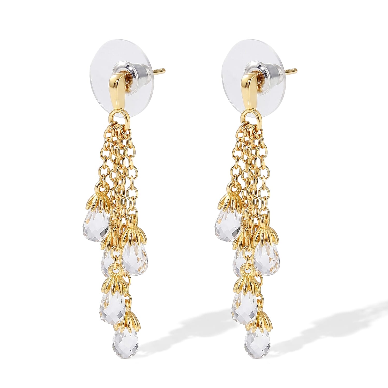 EverTrue Simulated Diamond Earrings in 18K YG Plated