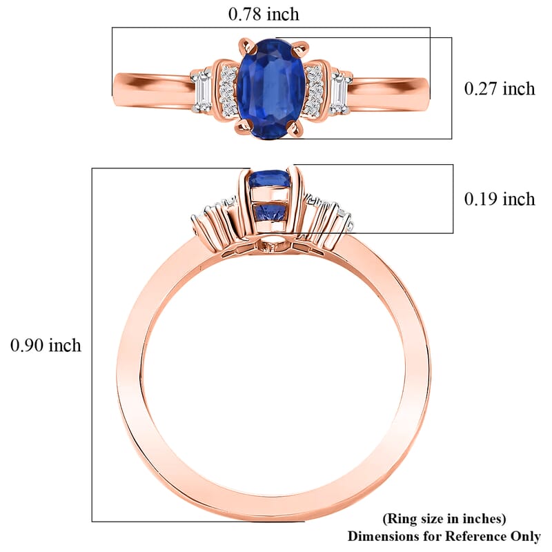 D'Joy Premium Kanchanaburi Blue Sapphire and Moissanite 0.70 ctw Ring in 18K Vermeil Rose Gold Sterling Silver (Size 10.0)