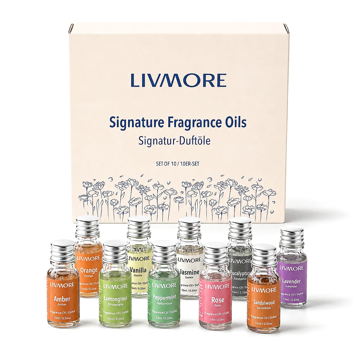 Livmore Black and Brown Set of 10 Essential Oils