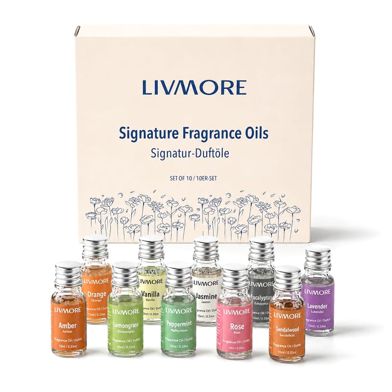 Livmore Black and Brown Set of 10 Essential Oils