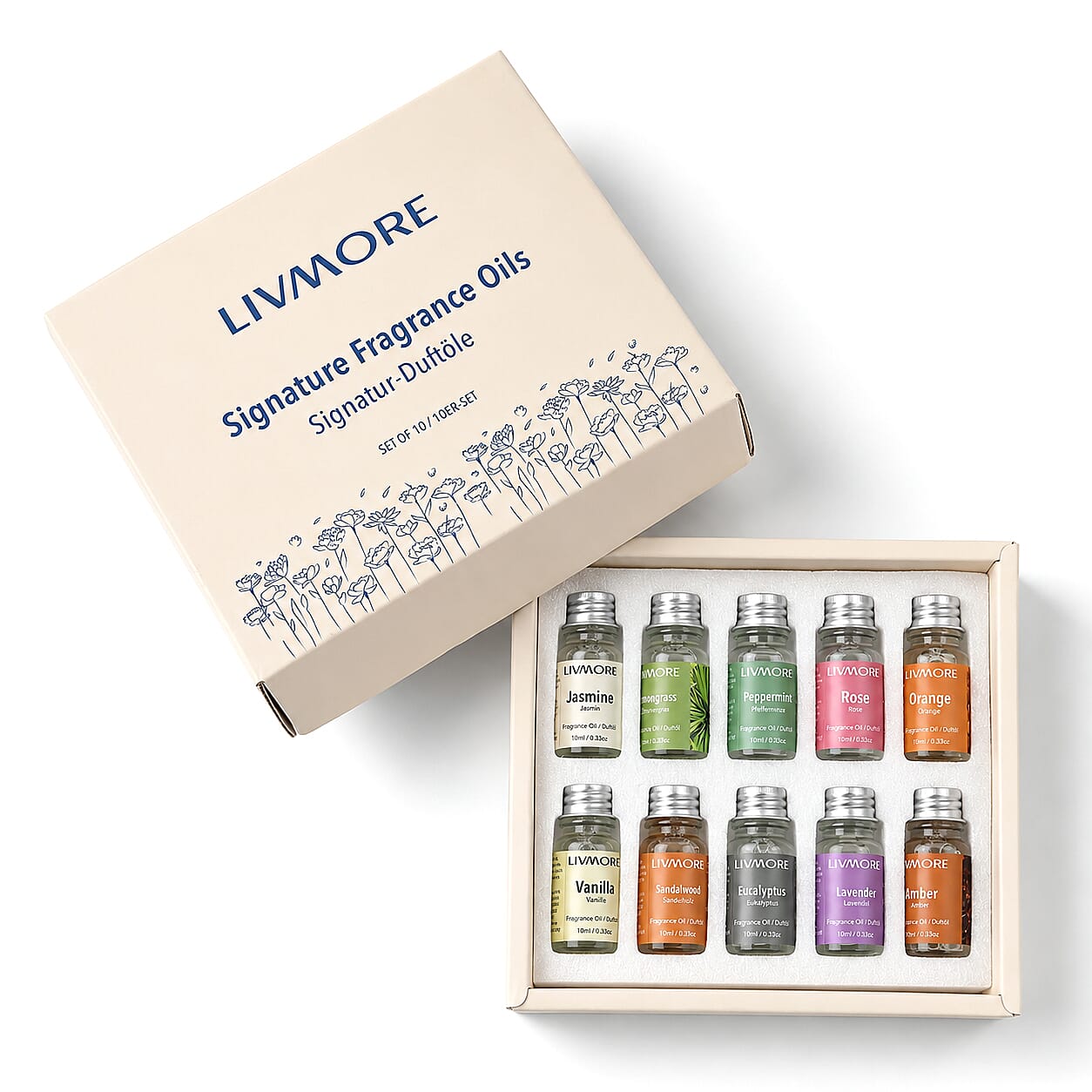 Livmore Black and Brown Set of 10 Essential Oils
