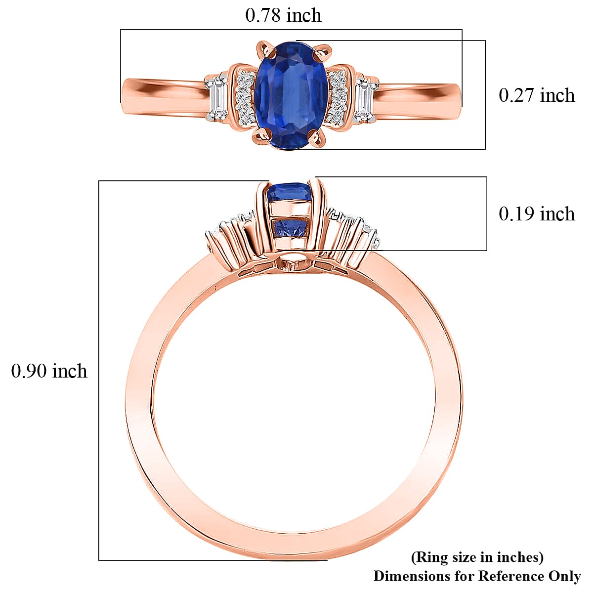D'Joy Premium Kanchanaburi Blue Sapphire and Moissanite Ring in 18K Vermeil Rose Gold Sterling Silver (Size 10.0) 0.70 ctw image number 5