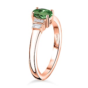 D'Joy Premium Tsavorite Garnet and Moissanite 0.70 ctw Ring in 18K Vermeil Rose Gold Over Sterling Silver (Size 6.5)