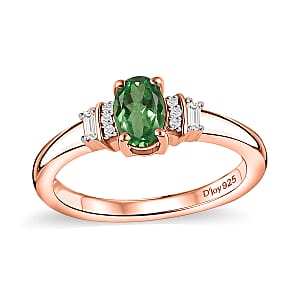 D'Joy Premium Tsavorite Garnet and Moissanite 0.70 ctw Ring in 18K Vermeil Rose Gold Over Sterling Silver (Size 8.0)