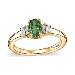 D'Joy Premium Tsavorite Garnet and Moissanite 0.70 ctw Ring in 18K Vermeil Yellow Gold Over Sterling Silver (Size 6.5)