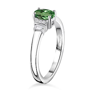 D'Joy Premium Tsavorite Garnet and Moissanite 0.70 ctw Ring in Rhodium Over Sterling Silver (Size 11.5)