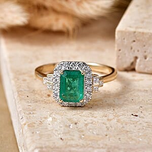 Certified & Appraised Luxoro AAA Kagem Zambian Emerald and Diamond I2 2.00 ctw Ring in 10K Yellow Gold (Size   6.0)