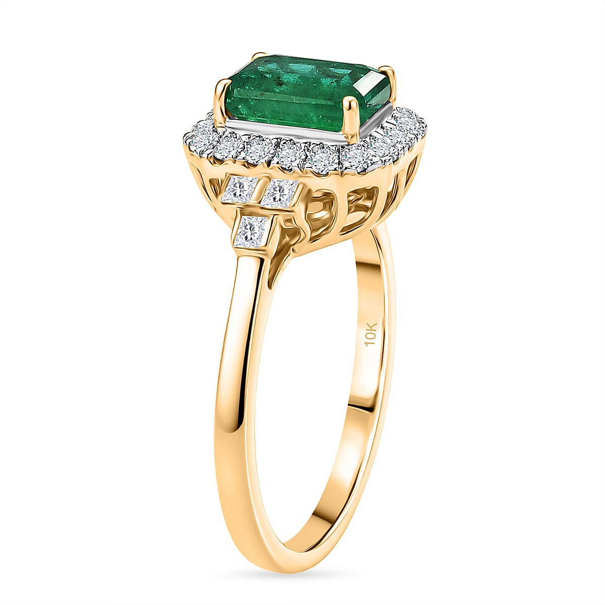 Certified & Appraised Luxoro AAA Kagem Zambian Emerald and Diamond I2 2.00 ctw Ring in 10K Yellow Gold (Size   6.0) image number 3