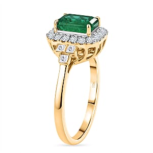 Certified & Appraised Luxoro AAA Kagem Zambian Emerald and Diamond I2 2.00 ctw Ring in 10K Yellow Gold (Size   7.0)