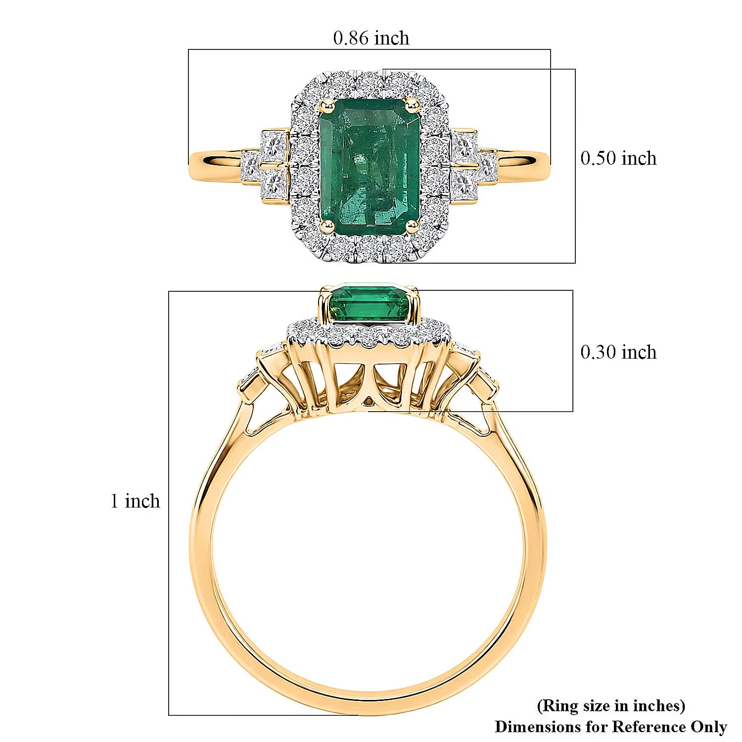 Certified and Appraised Luxoro AAA Kagem Zambian Emerald and Diamond I2 2.00 ctw Ring in 10K Yellow Gold (Size 7.0)