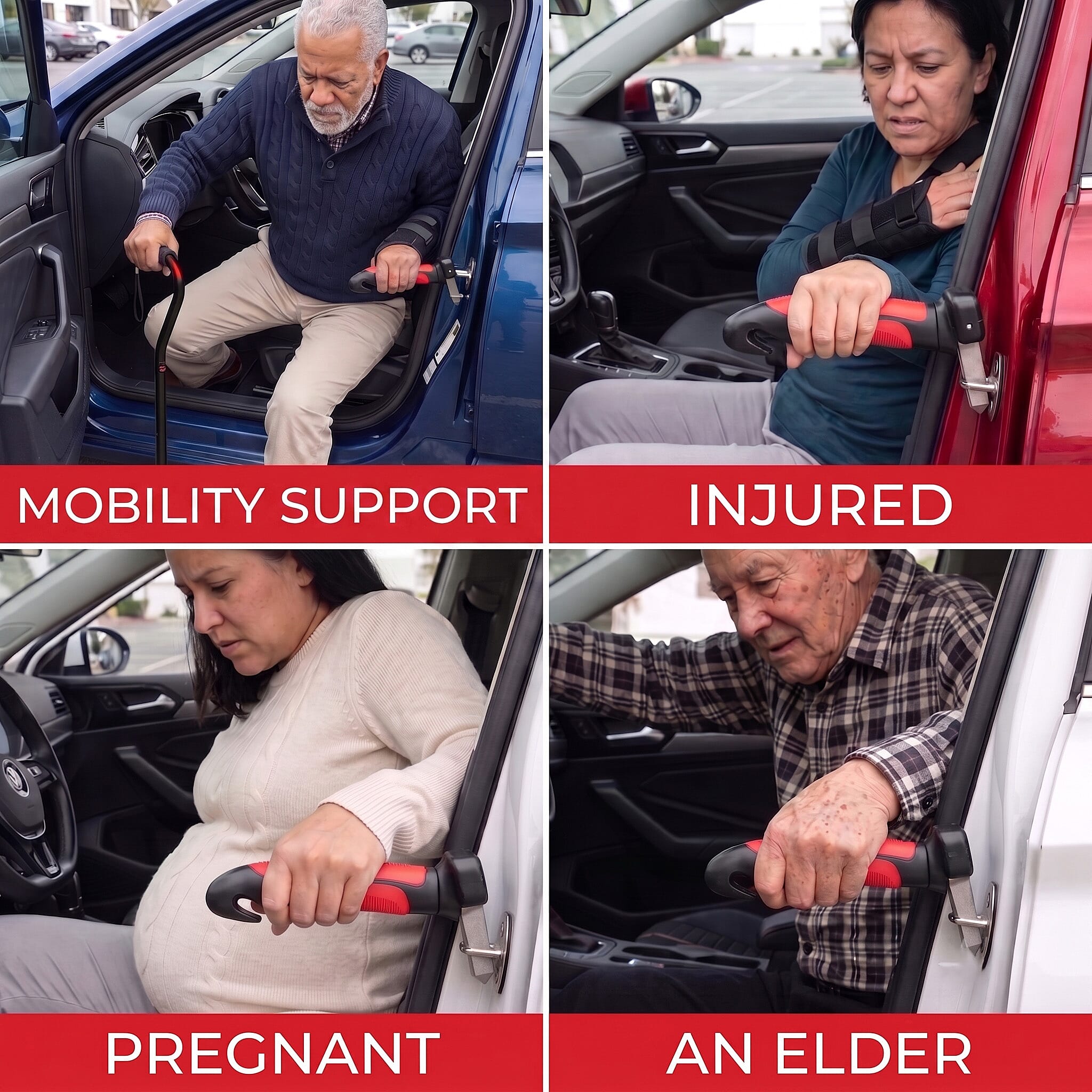 Livmore Red 4 in 1 Aluminium LED Car Door Assist Handle