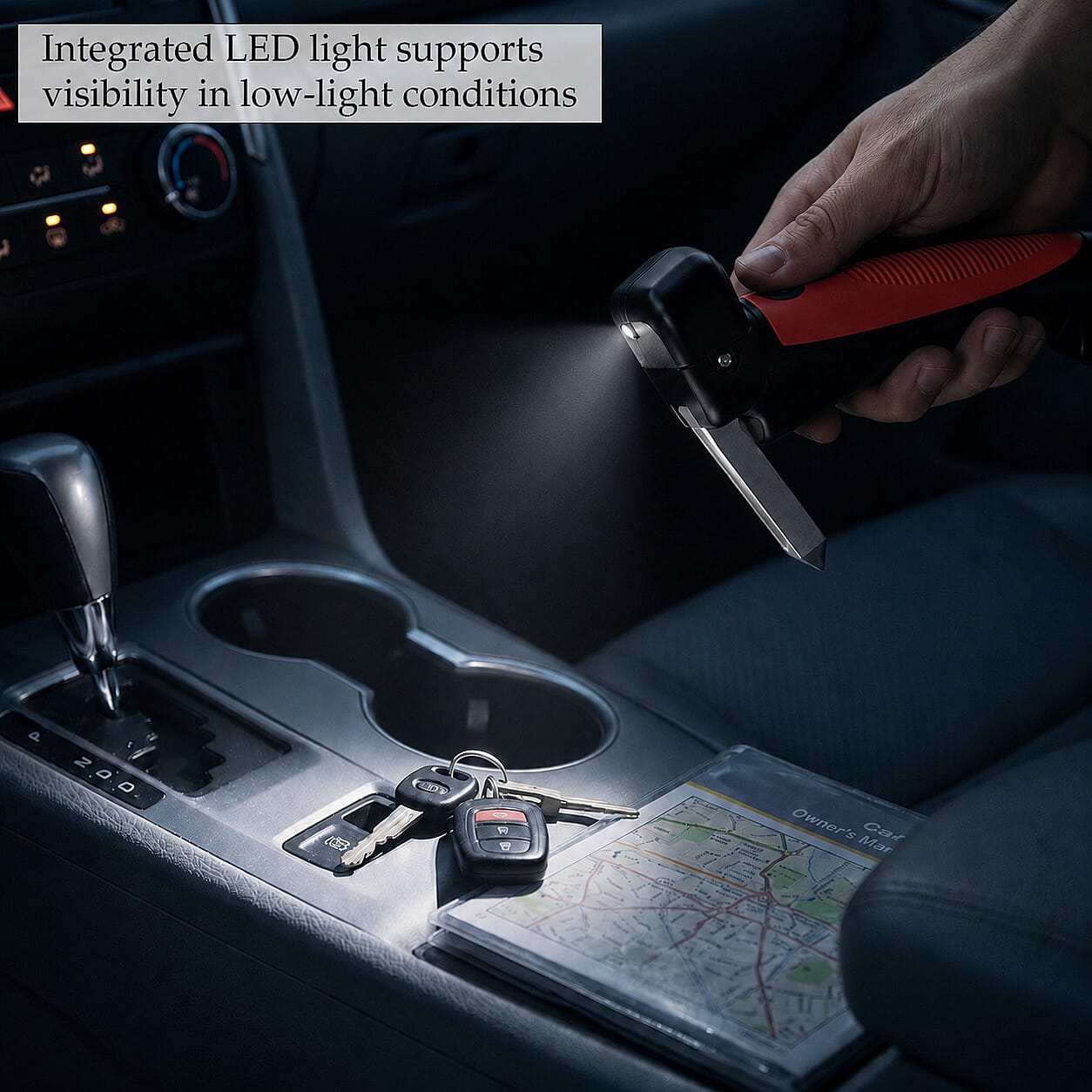 Livmore Red 4 in 1 Aluminium LED Car Door Assist Handle
