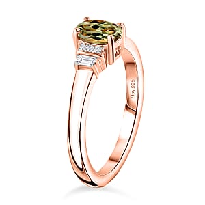 D'Joy AAA Turkizite and Moissanite 0.65 ctw Ring in 18K Vermeil Rose Gold Over Sterling Silver (Size  4.0)