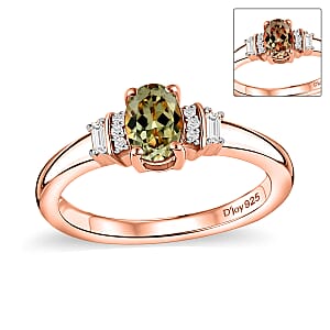 D'Joy AAA Turkizite and Moissanite 0.65 ctw Ring in 18K Vermeil Rose Gold Over Sterling Silver (Size  8.5)