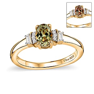 D'Joy AAA Turkizite and Moissanite 0.65 ctw Ring in 18K Vermeil Yellow Gold Over Sterling Silver (Size  4.5)