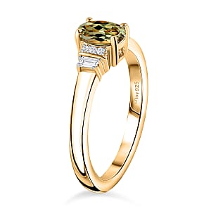 D'Joy AAA Turkizite and Moissanite 0.65 ctw Ring in 18K Vermeil Yellow Gold Over Sterling Silver (Size  9.5)