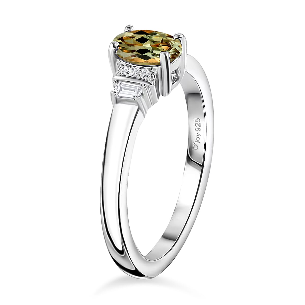 D'Joy AAA Turkizite and Moissanite Ring in Rhodium Over Sterling Silver (Size 8.0) 0.65 ctw image number 3