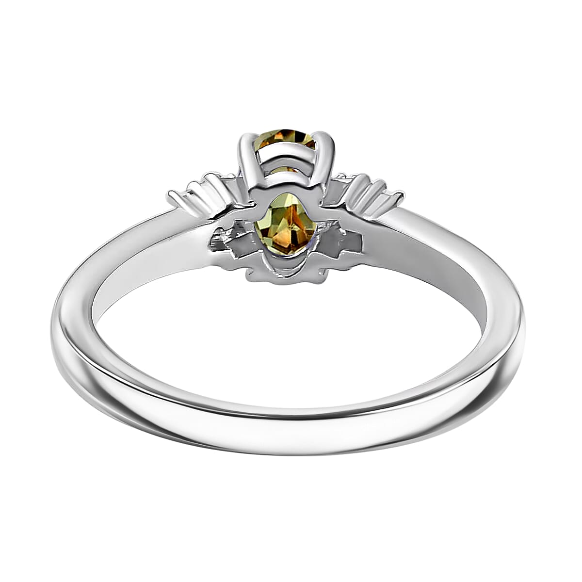 D'Joy AAA Turkizite and Moissanite Ring in Rhodium Over Sterling Silver (Size 8.0) 0.65 ctw image number 4