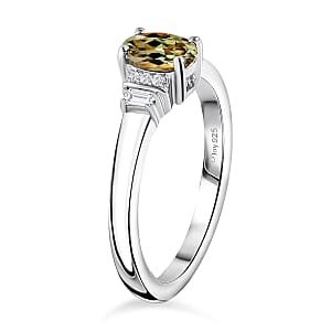 D'Joy AAA Turkizite and Moissanite 0.65 ctw Ring in Rhodium Over Sterling Silver (Size  6.0)