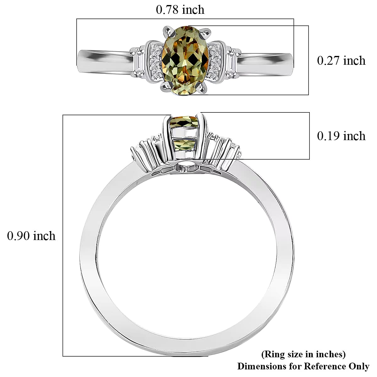 D'Joy AAA Turkizite and Moissanite Ring in Rhodium Over Sterling Silver (Size 8.0) 0.65 ctw image number 5
